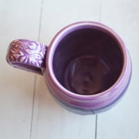 Image 13 of Pink and Purple Glazed Pottery Mug, 14 oz. Handcrafted Coffee Cup, Made in USA