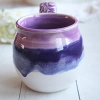 Image 7 of Pink and Purple Glazed Pottery Mug, 14 oz. Handcrafted Coffee Cup, Made in USA