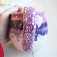 Image 4 of Pink and Purple Glazed Pottery Mug, 14 oz. Handcrafted Coffee Cup, Made in USA
