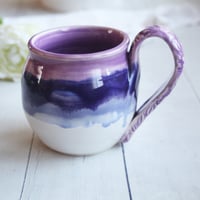 Image 8 of Pink and Purple Glazed Pottery Mug, 14 oz. Handcrafted Coffee Cup, Made in USA