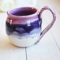 Image 9 of Pink and Purple Glazed Pottery Mug, 14 oz. Handcrafted Coffee Cup, Made in USA