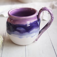 Image 1 of Pink and Purple Glazed Pottery Mug, 14 oz. Handcrafted Coffee Cup, Made in USA