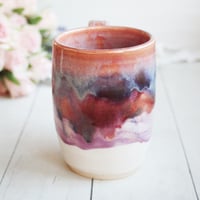 Image 7 of Handcrafted Pottery Mug in Dripping Pink and Purple Glazes, Large 17 oz. Made in USA