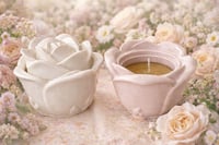 Image 1 of Rose Beeswax Candle with lid.  Handmade vessel