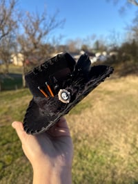 Image 3 of 7.5” Mini Hand Burned Hat with Whip Stitched Leather