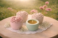 Image 1 of Bloom Petite Beeswax Candle with lid.  Handmade vessel