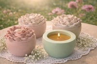 Image 2 of Bloom Petite Beeswax Candle with lid.  Handmade vessel