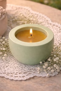 Image 3 of Bloom Petite Beeswax Candle with lid.  Handmade vessel
