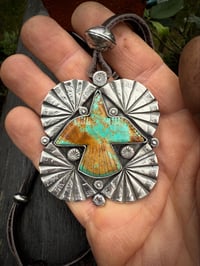 Image 2 of WL&A Handmade Royston Thunderbird Medicine Pendant - Ingot & Silver Walking Liberty Half Dollars