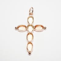 Image 6 of Antique 18k Rose Gold, Precious Topaz, and Citrine Cross Pendant