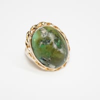 Image 2 of Vintage 14k Yellow Gold, Turquoise Cabochon Ring