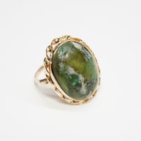 Image 1 of Vintage 14k Yellow Gold, Turquoise Cabochon Ring