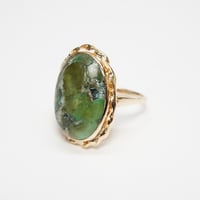 Image 5 of Vintage 14k Yellow Gold, Turquoise Cabochon Ring