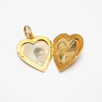 Image 3 of Vintage 18k Yellow Gold Heart-Shaped Locket - European Hallmarks