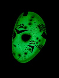 Image 1 of Glow in the Dark Friday the Purrteenth Handmade & Hand-Painted Mask