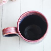 Image 8 of Pink, Red and Dark Blue and Black Pottery Mug, 14 Ounce Coffee Cup, Made in USA