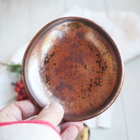Image 2 of Metallic Copper Black Spoon Rest, Handmade Ceramic Coffee Spoon Dish, Made in USA