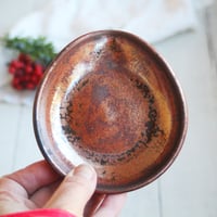 Image 4 of Metallic Copper Black Spoon Rest, Handmade Ceramic Coffee Spoon Dish, Made in USA