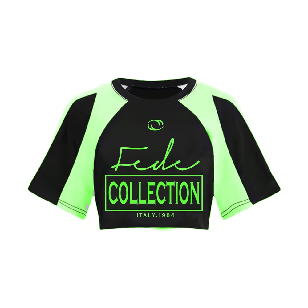 Image of Fede Corritrice Crop Top Black/ Green