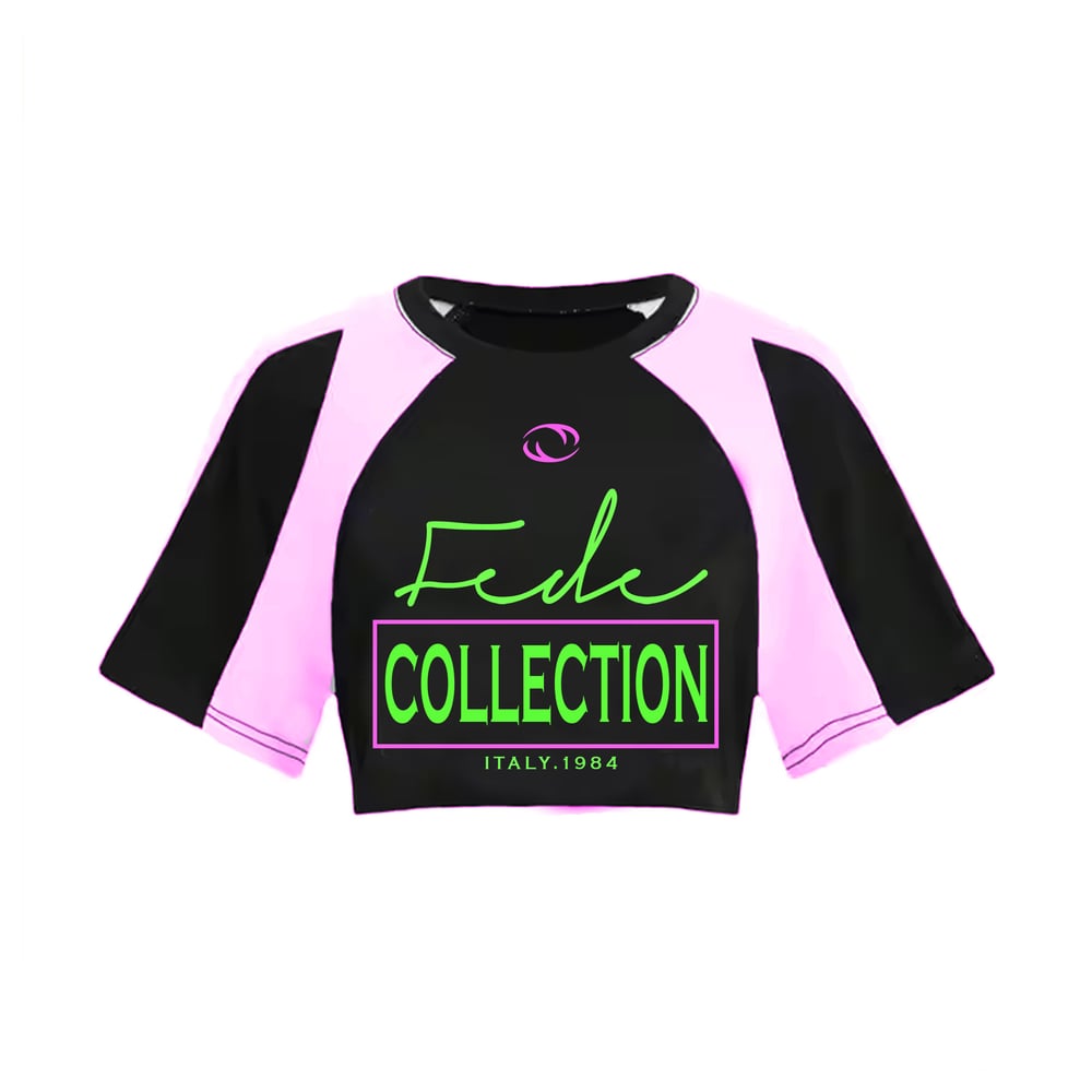 Image of Fede Corritrice Crop Top Black/Pink/Green