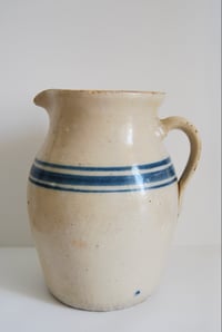 Image 1 of Antique Stoneware Pitcher w/cobalt blue 