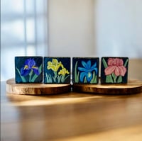 Image 4 of Wildflower Irises Painted Slate Coaster Set