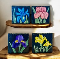 Image 2 of Wildflower Irises Painted Slate Coaster Set