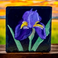 Image 7 of Wildflower Irises Painted Slate Coaster Set