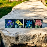 Image 3 of Wildflower Irises Painted Slate Coaster Set