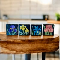 Image 6 of Wildflower Irises Painted Slate Coaster Set