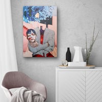 Image 3 of IL MARE SOPRA - The sea above - Pink & blue headless figure – Vibrant Portrait with Sacred Glow