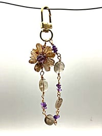 Image 1 of Smoky Amethyst Citrine Dangling Purse Charm | • Grounding • Calming • Abundance