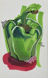 Image 1 of Green Bell Pepper Illustration