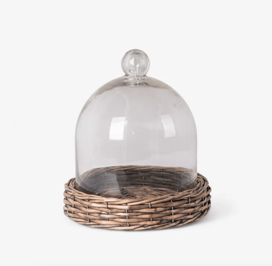 Image of Cloche with Rattan Base