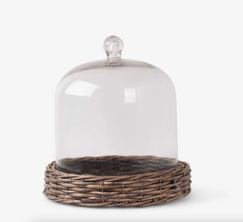 Image of Cloche with Rattan Base