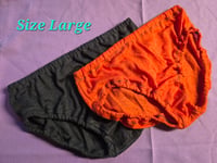 Image 1 of Linen Panty Set Size Large- Orange & Brown