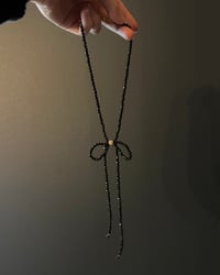 Image 2 of Black Tourmaline Bow Choker with Crystal Ball