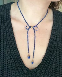 Image 1 of Lapis Lazuli Bow Choker with Charms