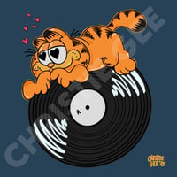 Garfield Loves Vinyl fan art digital print 