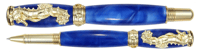 Sea Life Seahorse Rollerball Pen in 24K Gold Finish with Aquabright Royal Blue Dream Resin Body
