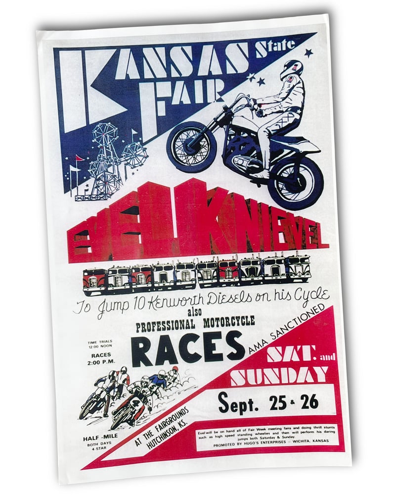 Image of Evel in Kansas Repro Poster FREE POST