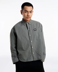 Image 3 of PUSH PUSH Gingham Oversize Shirt Olive Grey