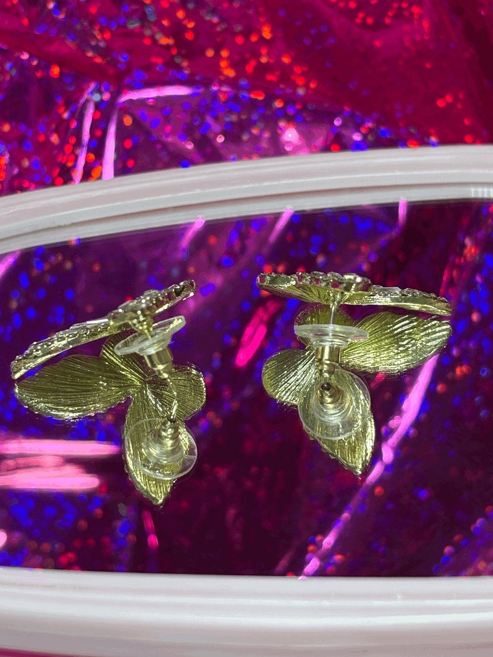 Image of Golden Butterfly Earrings / Aritos Dorados Mariposa