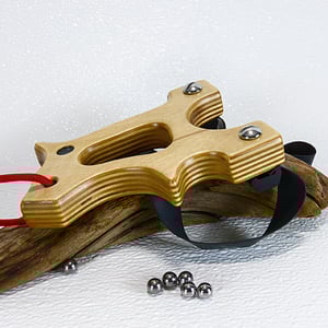 Image of Slingshot Hooligan Catapult, Birchwood, Wooden Sling Shot, Right Handed shooter, Unique Gift