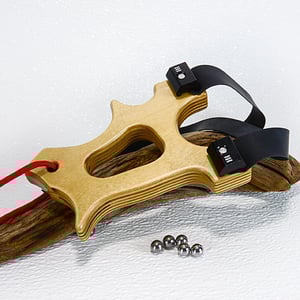 Image of Slingshot Hooligan Catapult, Birchwood, Wooden Sling Shot, Right Handed shooter, Unique Gift