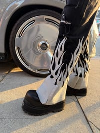 Image 3 of Silver Glitter Flame Denim + Denim 