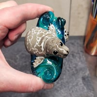 Image 10 of XXXXL. Diving Harbor Seal Glass Sculpture #2 - Flamework Glass Sculpture
