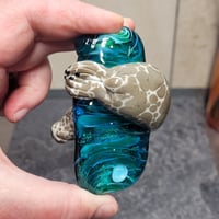 Image 13 of XXXXL. Diving Harbor Seal Glass Sculpture #2 - Flamework Glass Sculpture