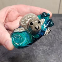 Image 17 of XXXXL. Diving Harbor Seal Glass Sculpture #2 - Flamework Glass Sculpture