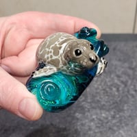 Image 18 of XXXXL. Diving Harbor Seal Glass Sculpture #2 - Flamework Glass Sculpture